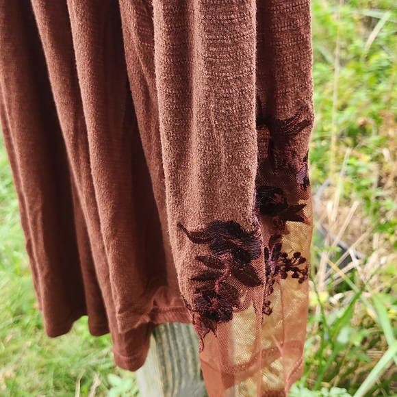 Free People SAHELI TOP Amber Brown Round Hem Tunic, made in India - Picture 6 of 10